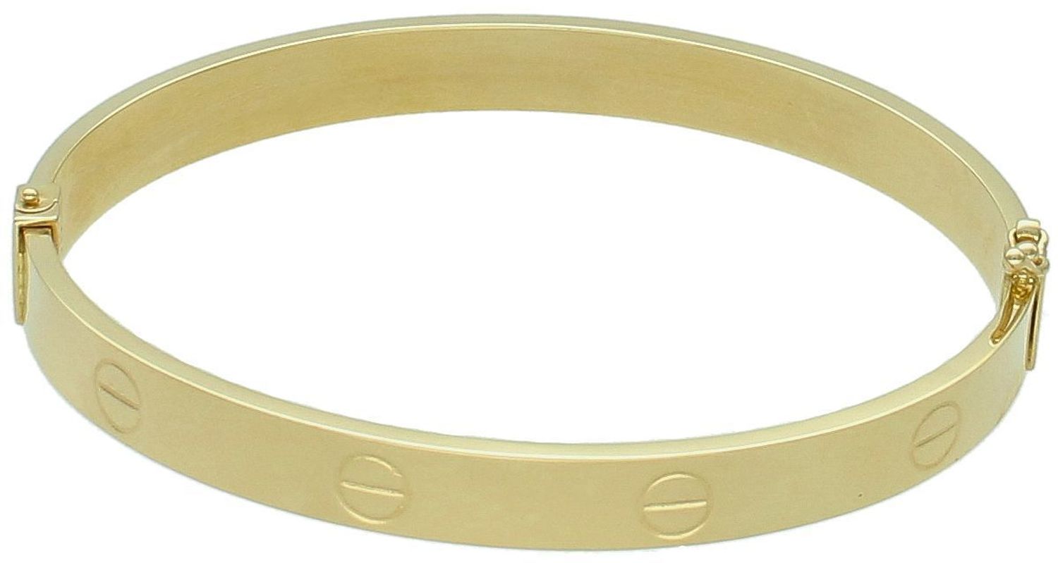 Sztywna złota bransoletka 'gładki połysk złota' Gwóźdź ala Cartier 💖DIA-BRA-1759-585 7mm ✨💎 Szeroka złota bransoletka💎 Złota bransoletka 1.jpg